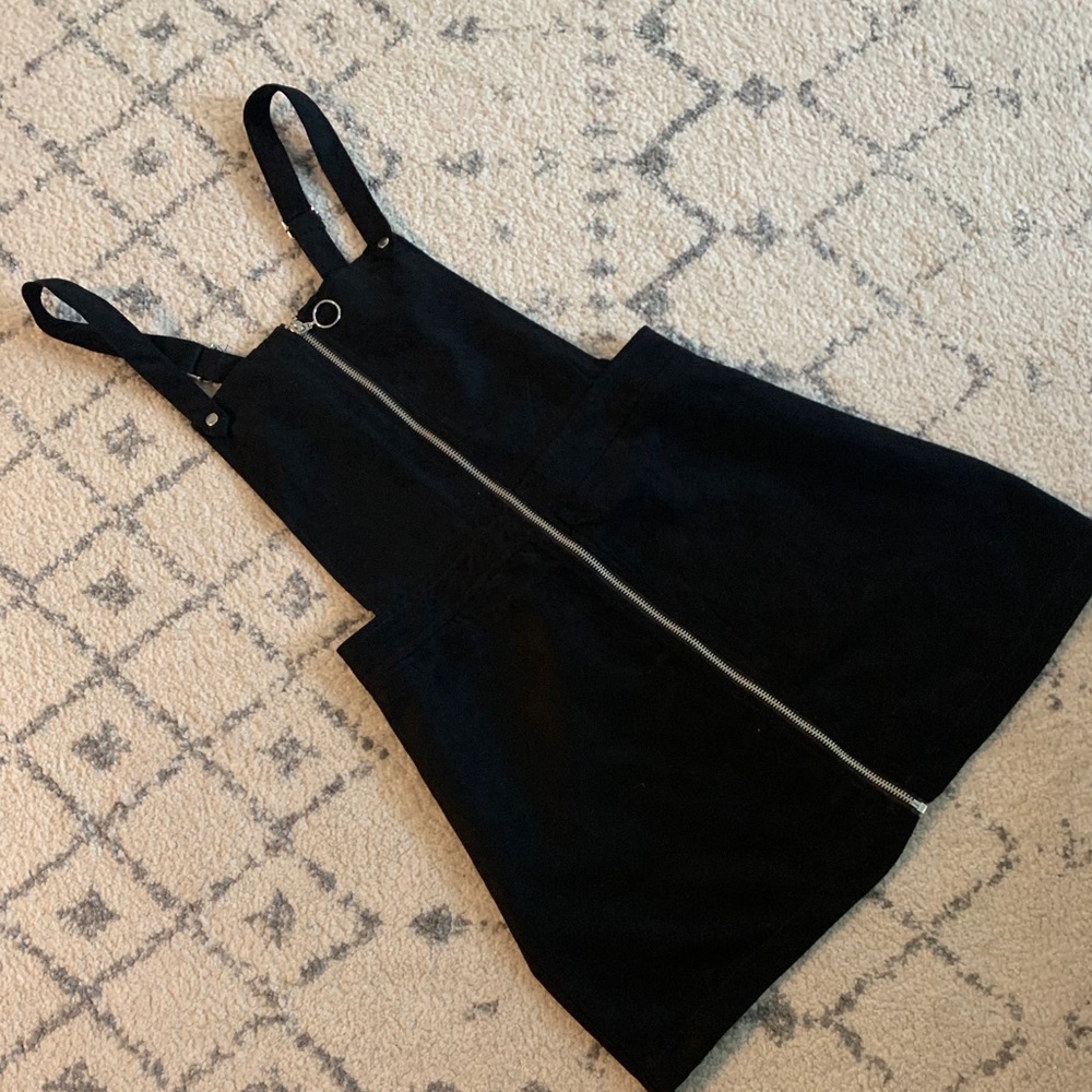 Black Zipper Overall Skirt